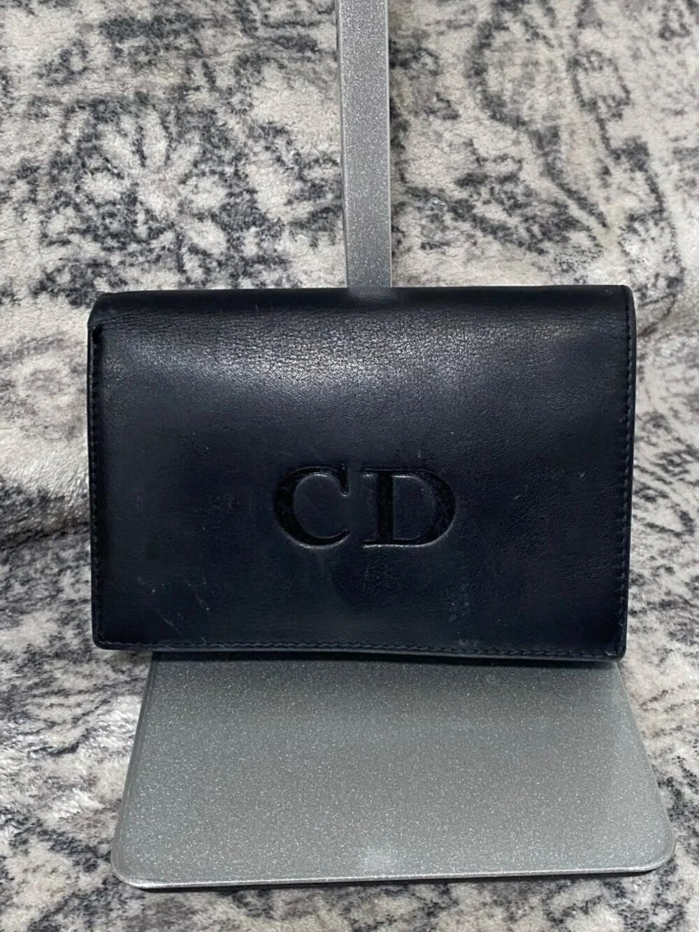 Christian Dior Bifold Leather Wallet With Red Interior & Card Slots